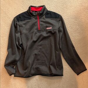 Vineyard Vines Men's Charcoal Half-Zip Pullover with Red Trim